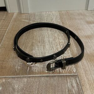 Skinny Black Belt with Silver Studded Accents